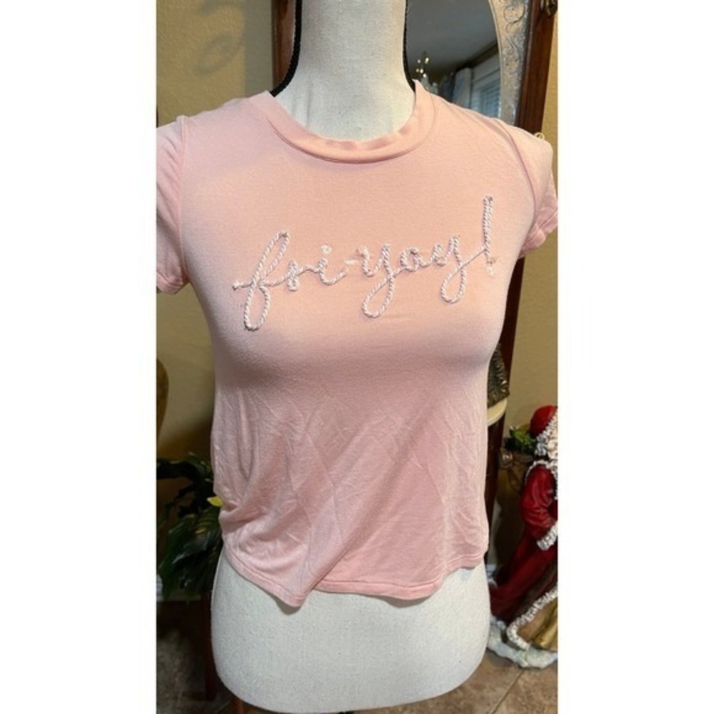 Copper Key Girls Teen‎ Pink "Fri-yay!" Rope Embroidered Graphic Tee Shirt Size M